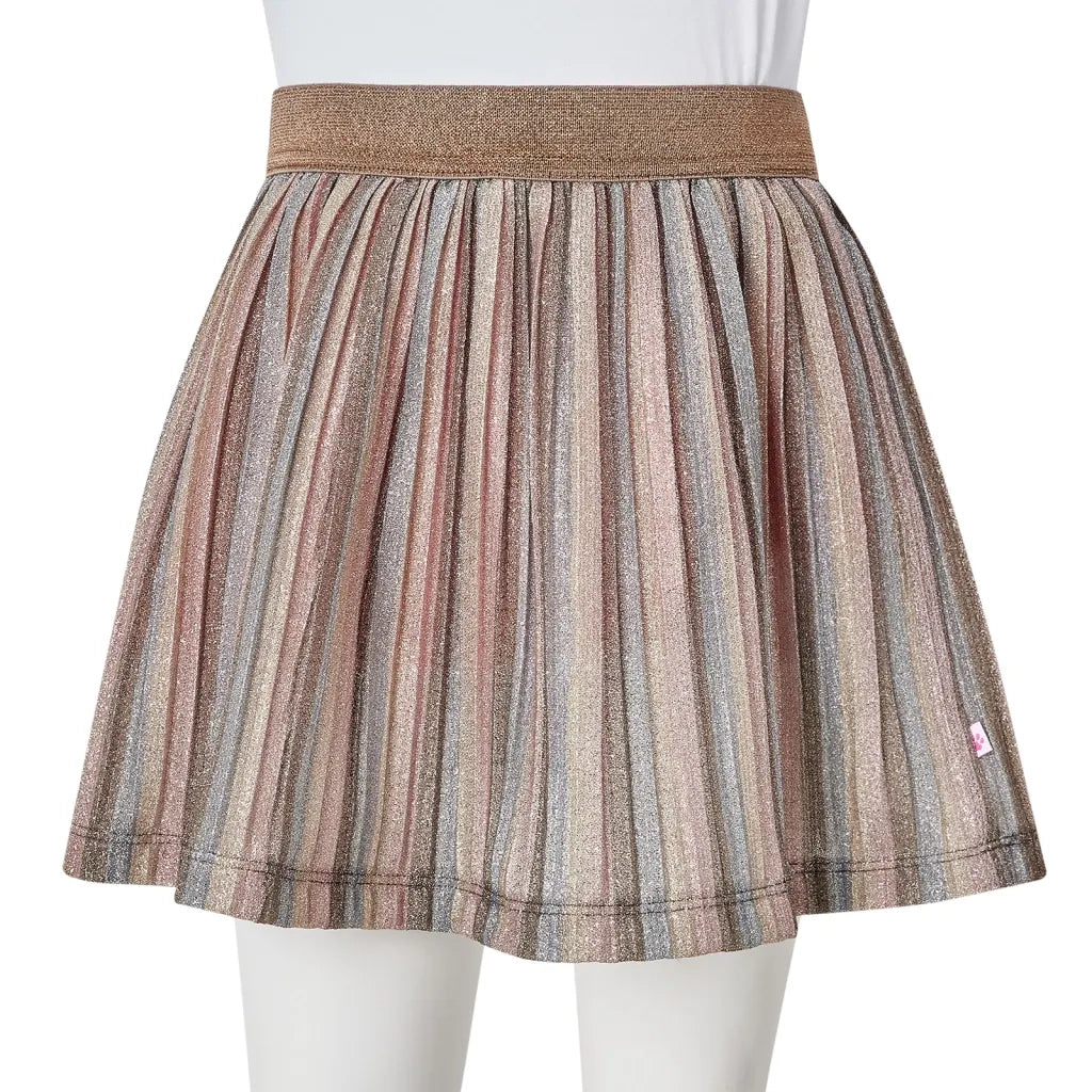 Gonna Plissettata da Bambina con Brillantini Marrone e Rosa 92 CFW2783116