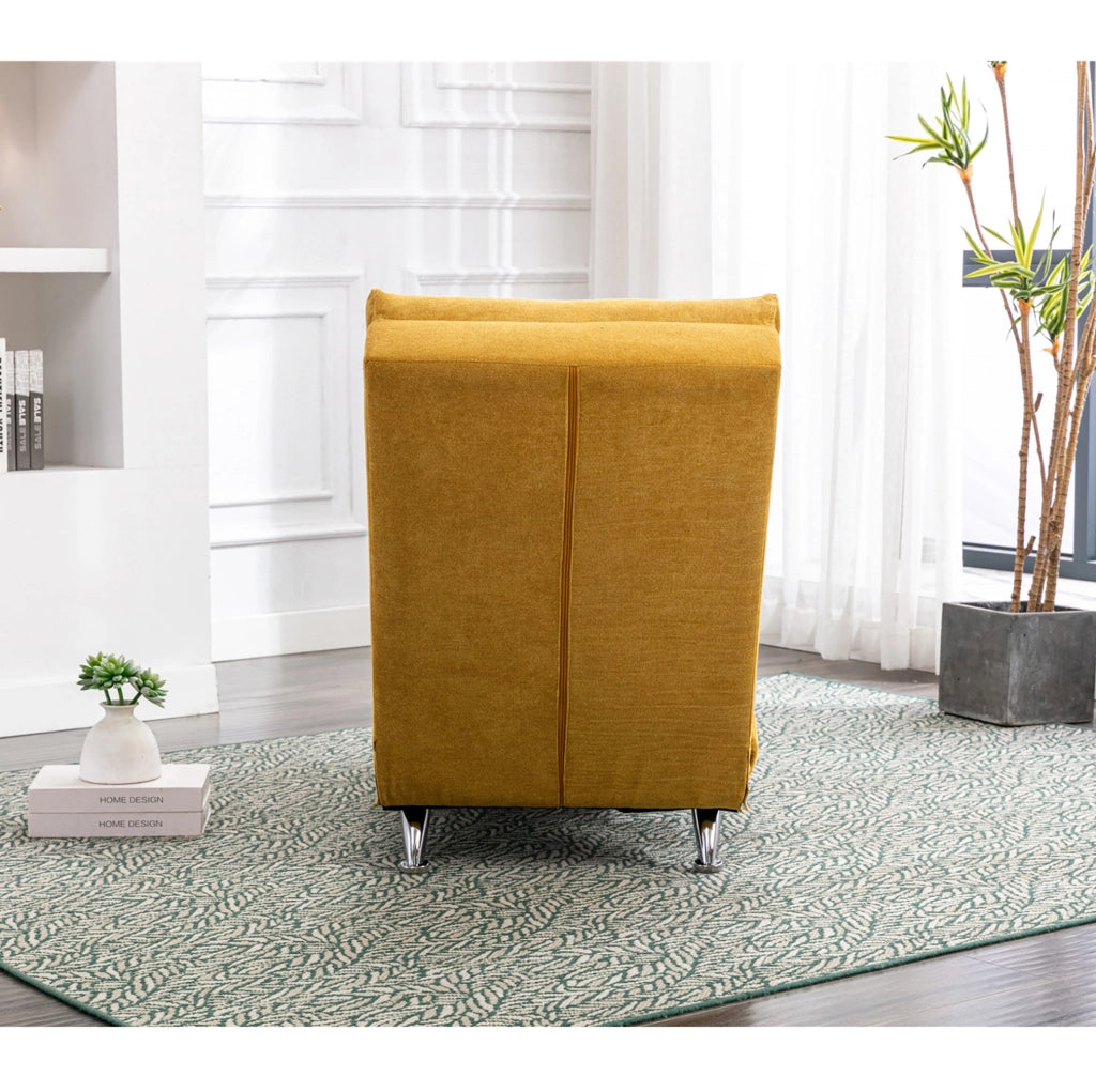 Chaise longue relax con vibrazione; schienale ergonomico 140°; 55x148x84 cm; lino giallo senape
