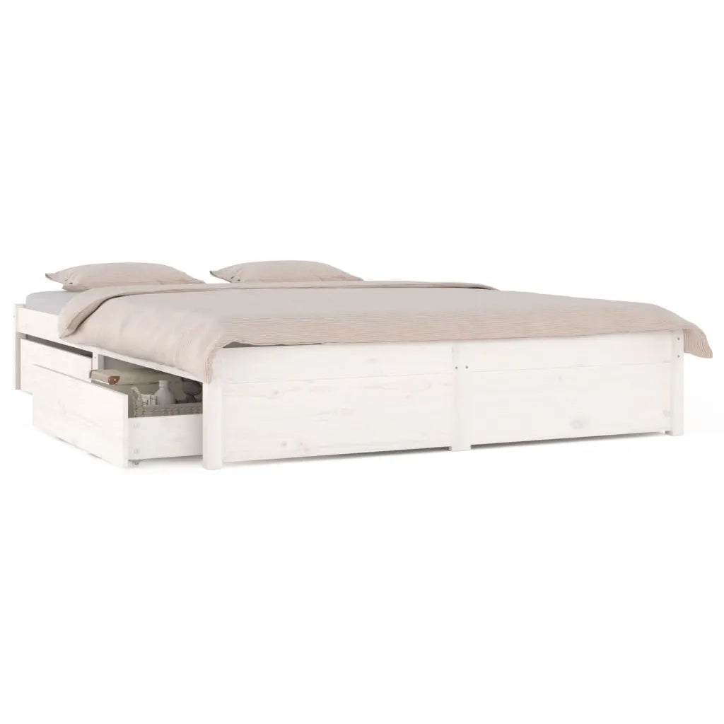 Giroletto con Cassetti-Struttura Letto con contenitore Bianco 180x200 cm Super King
