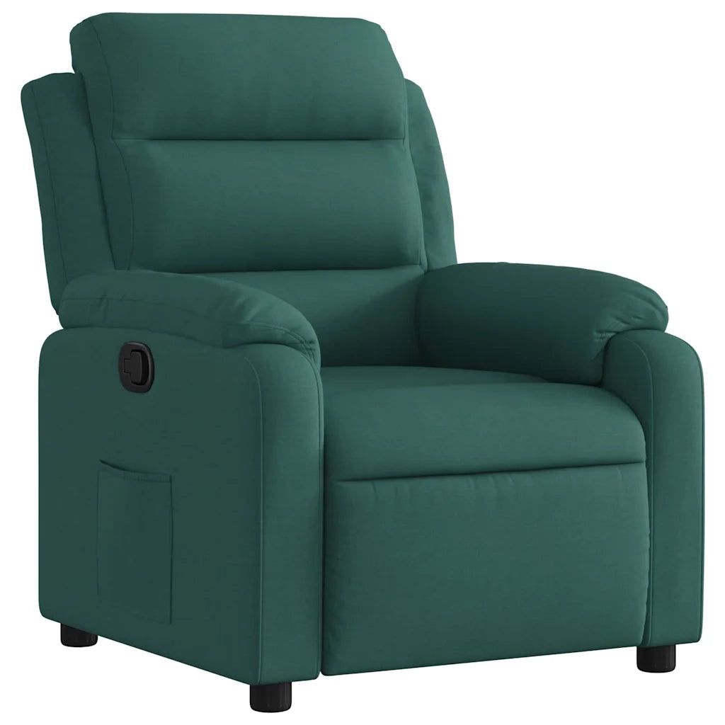 Poltrona | Sedia Relax Reclinabile in Tessuto Verde Scuro