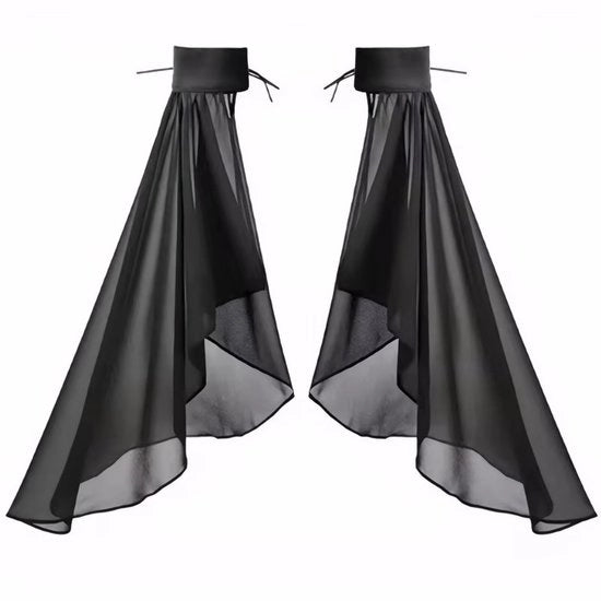 Maniche lunghe per donne con cappuccio rimovibile in chiffon - nero/bianco - tessuto comodo