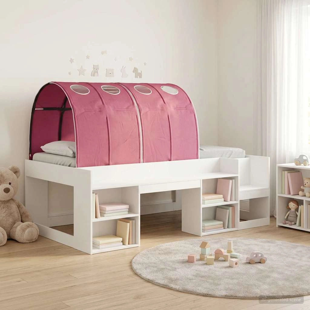 Letto con Tunnel 3 pz Bianco e Rosso Legno ingegnerizzato 3423585