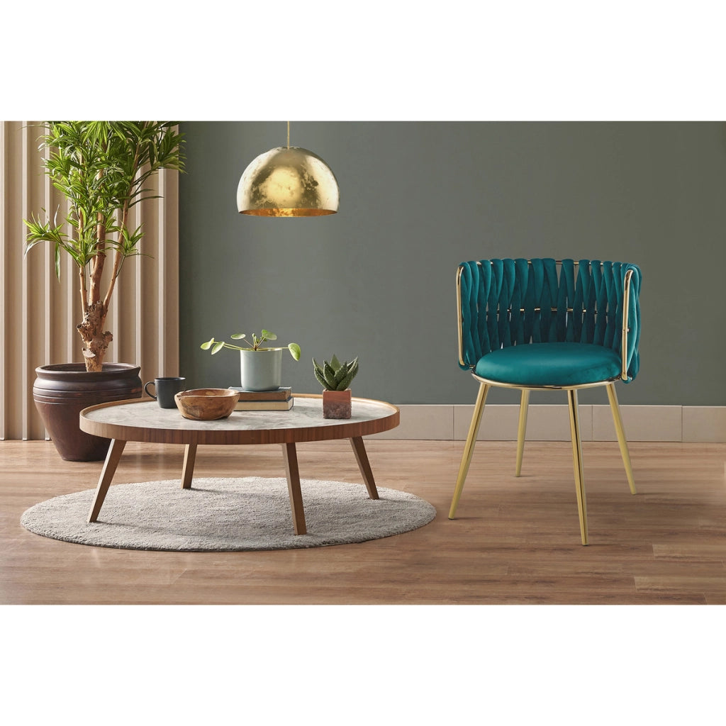 Set di 2 sedie Milla 100 in velluto verde e metallo dorato