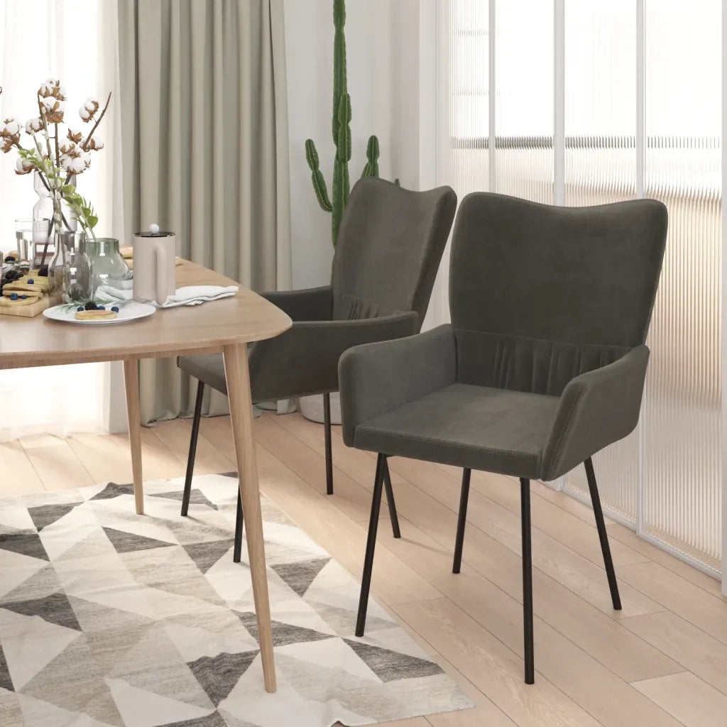 Sedie da Pranzo 2pz Grigio Scuro in Velluto 347661