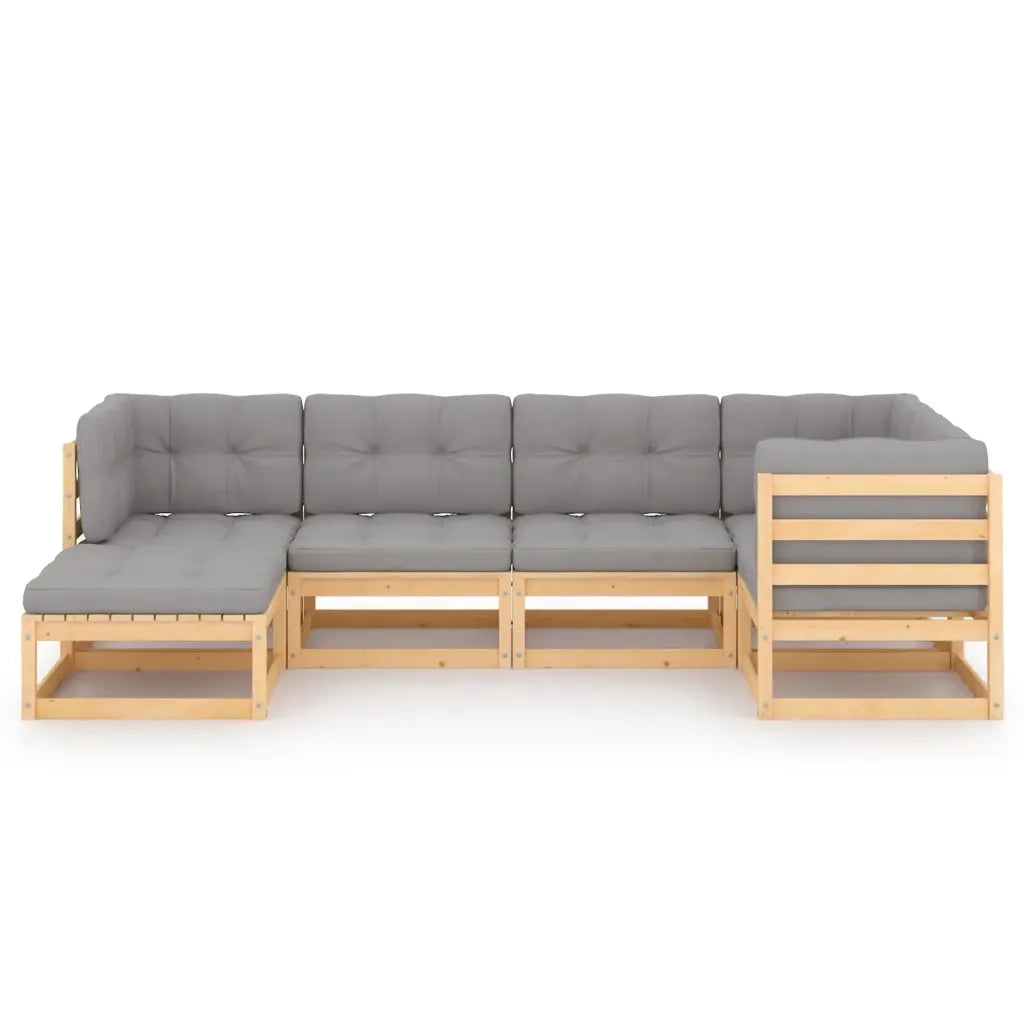 Set Divani Giardino 6 pz con Cuscini in Legno Massello di Pino 3076734