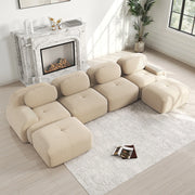 Divano a U senza montaggio - Xylo - Velluto traspirante, braccioli XL, 32D, beige