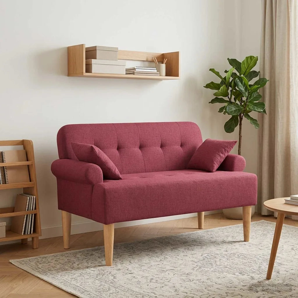 Loveseat con bottoni imbottiti Rosso Vino 120 x 65 x 79 cm 42041812