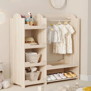 Armadio guardaroba bambino 110x39x110 cm - Xylo - in legno naturale, con appendiabiti e 4 ripiani