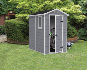 Casetta da Giardino Porta Attrezzi 130x192x198 cm in Resina Effetto Legno Keter Manor 4x6 Grigia
