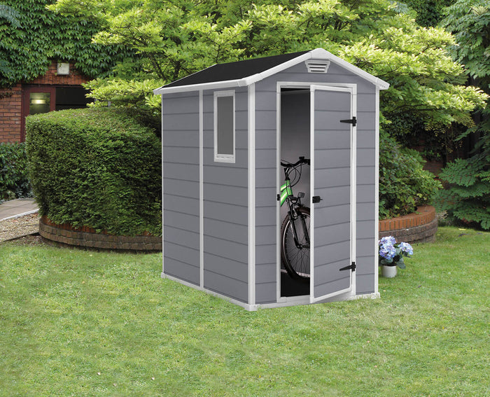 Casetta da Giardino Porta Attrezzi 130x192x198 cm in Resina Effetto Legno Keter Manor 4x6 Grigia
