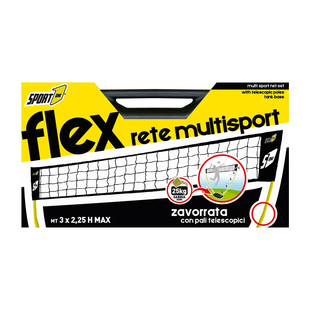 Rete Impermeabile Portatile per Beach Volley 3x2,25m con Pali Telescopici Nero/Giallo