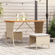 vidaXL Set da Pranzo da Giardino 3 pz con Cuscini Beige in Polyrattan