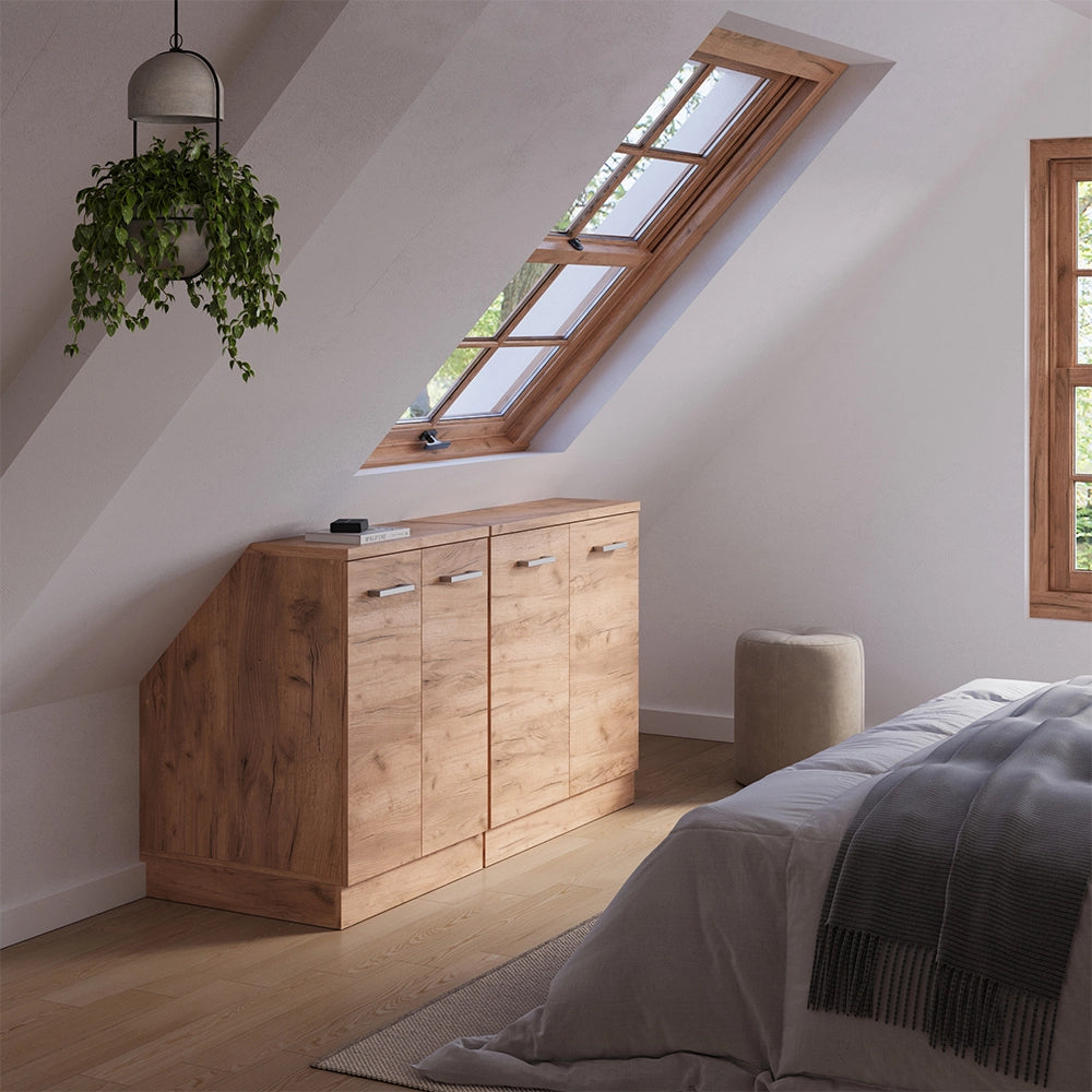 Set di mobili sottotetto Rion Rovere dorato/Rovere dorato 140 cm Set di 2 carcasse armadio profondità 60 cm Vicco