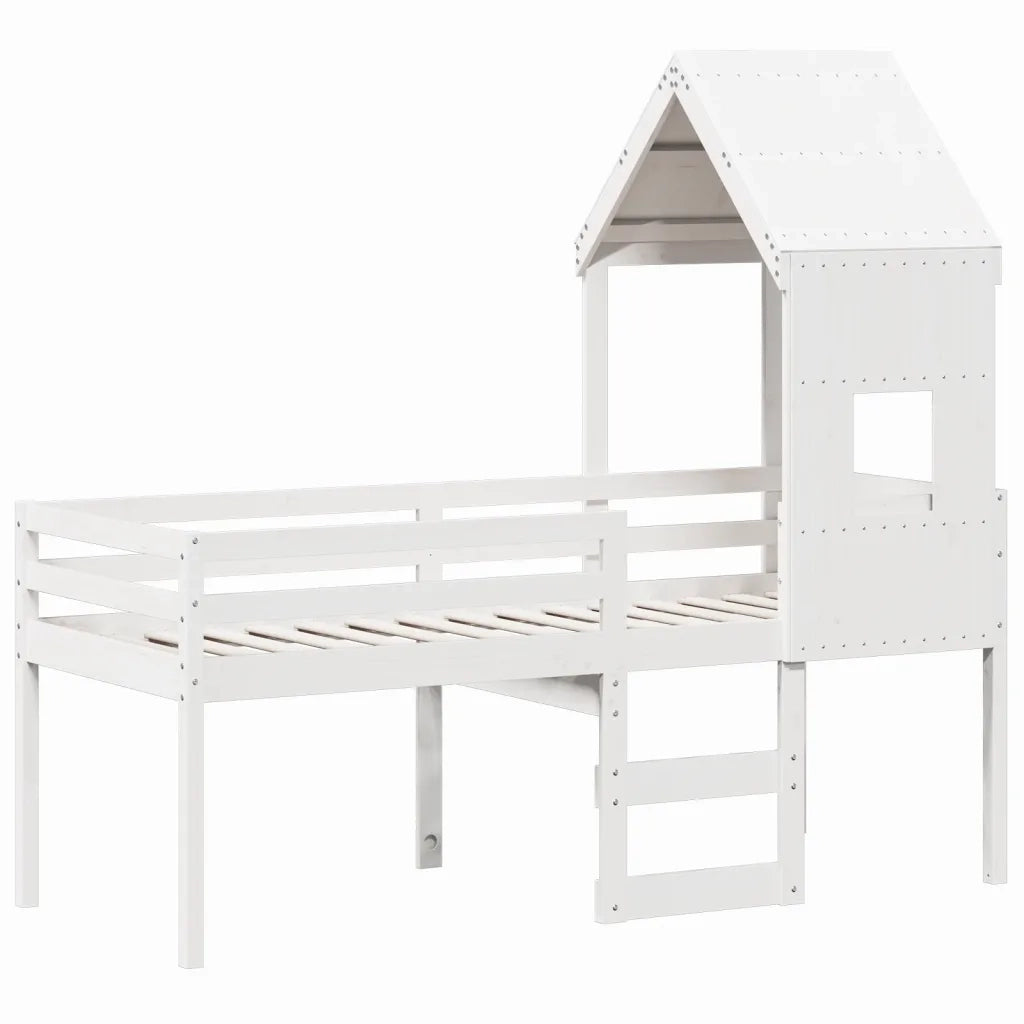 vidaXL Letto a Soppalco con Tetto Bianco 80x200 cm in Legno di Pino