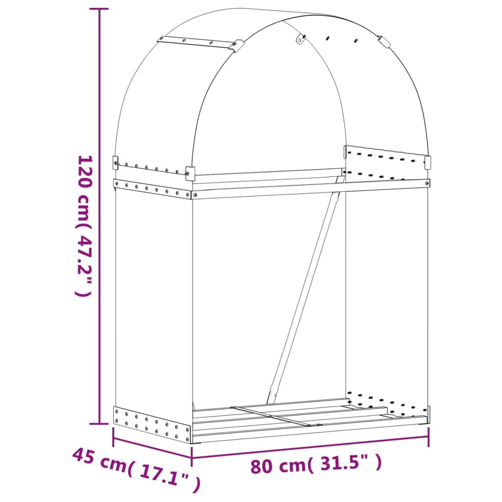 Portalegna argento 80 x 45 x 120 cm acciaio zincato Argento 02_0043797