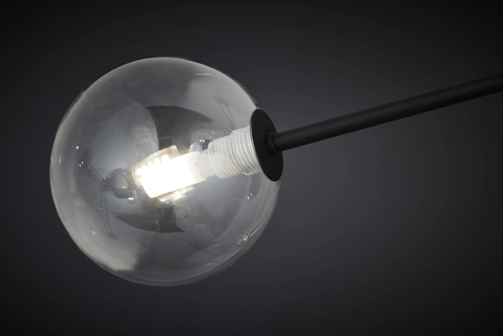 Lampada a sospensione Moka nera sfere vetro 8 luci Jupiter