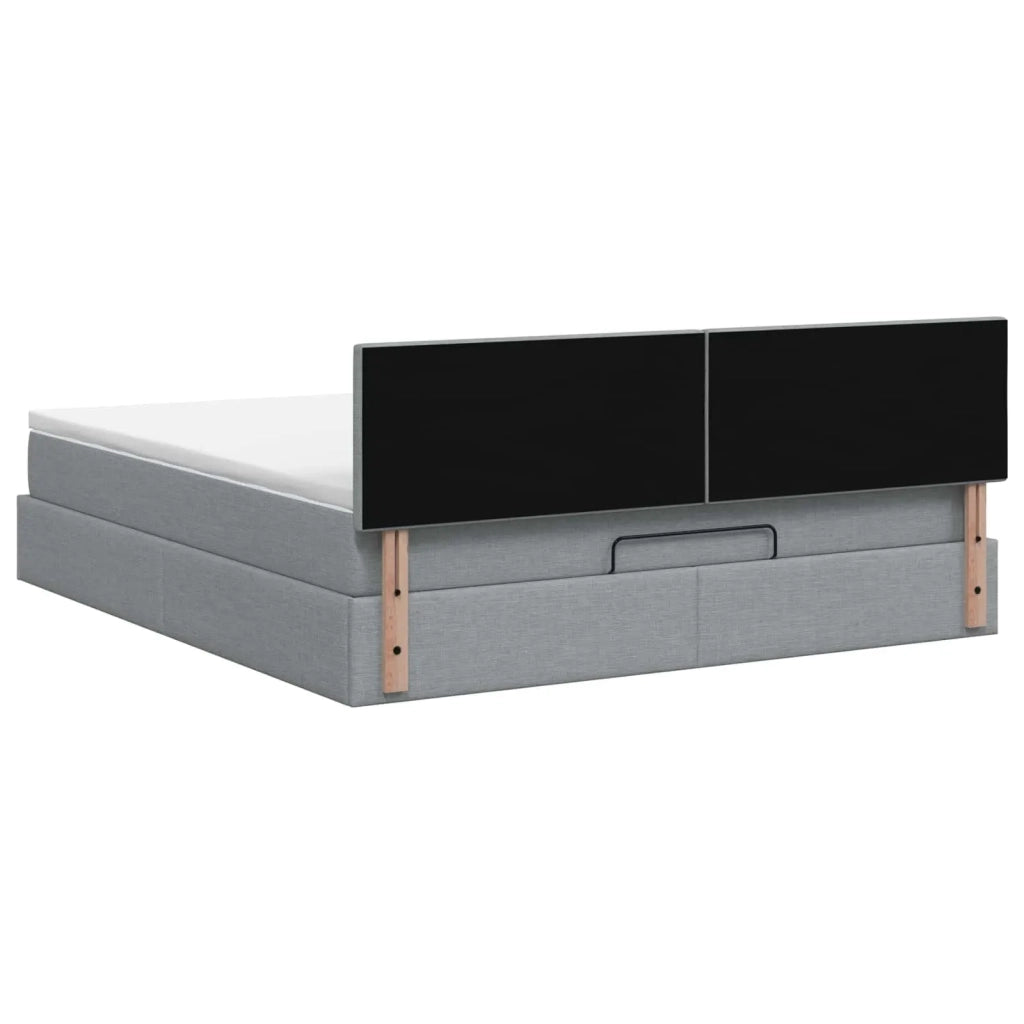 Letto Ottomano con Materasso e LED Grigio Chiaro 160 x 200 cm 3457002