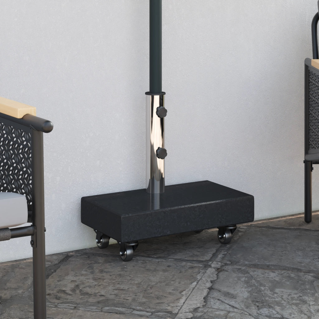 Base Ombrellone con Ruote per Pali Ã˜38/48mm Nera Granito 25 kg Rettangolare