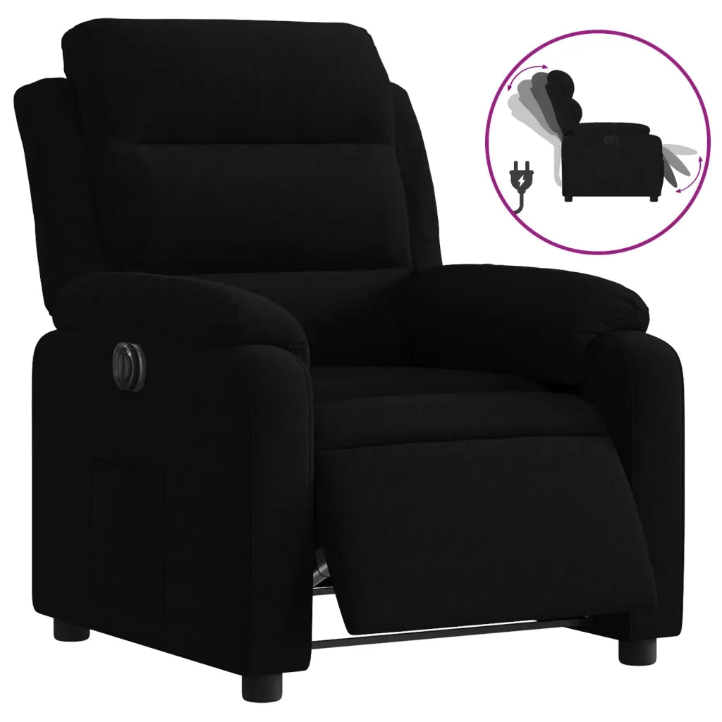 Poltrona | Sedia Relax Elettrica Reclinabile Nera in Tessuto