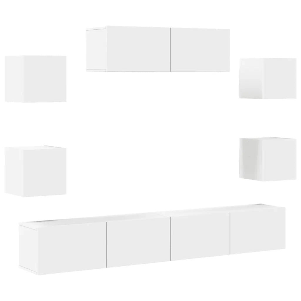 Set di Mobili Porta TV 7 pz Bianco in Legno Multistrato