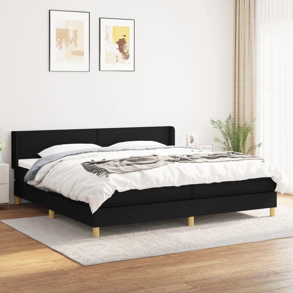 Giroletto a Molle con Materasso Nero 200x200 cm in Tessuto 3130139