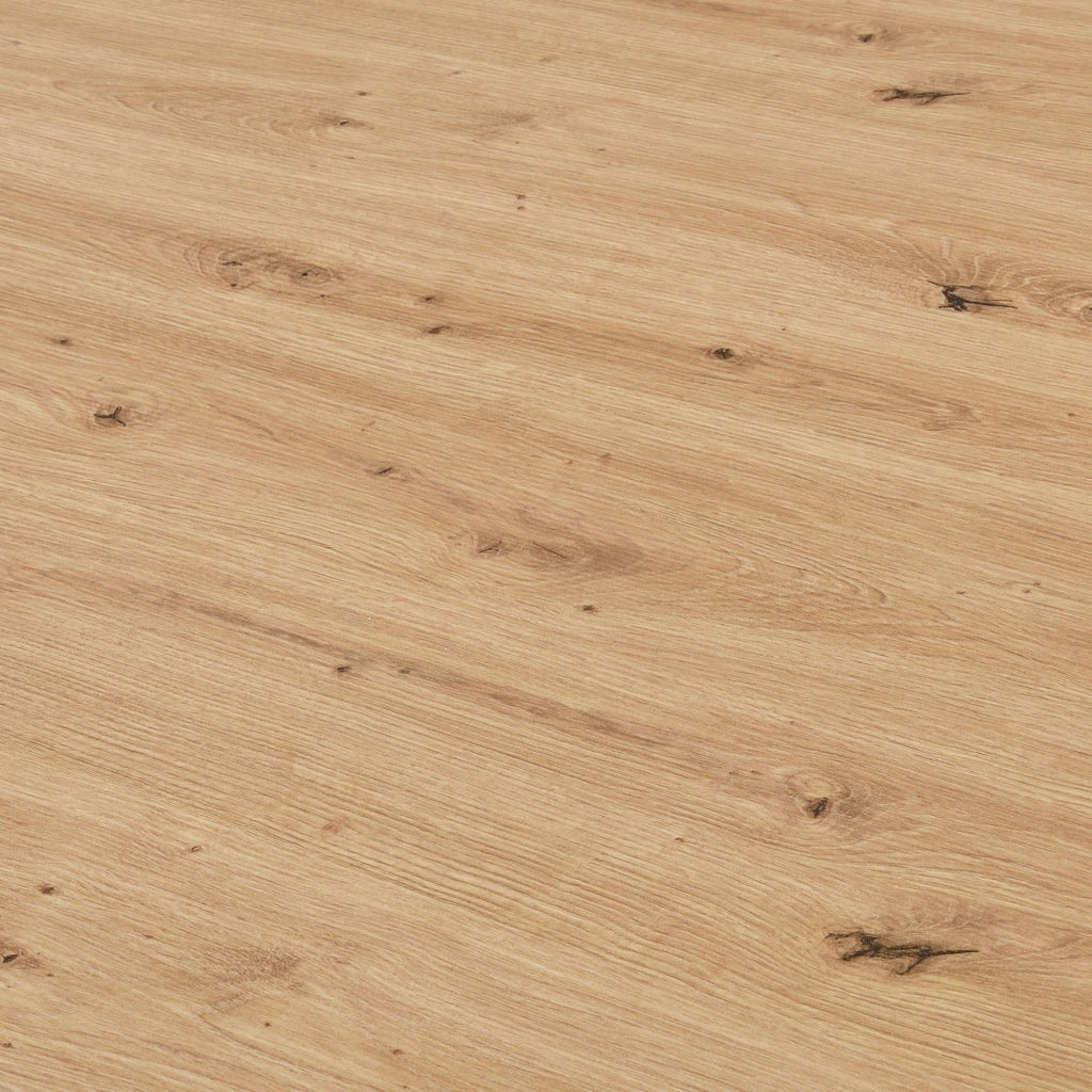 Tavolino da salotto, in mdf laminato quercia e struttura in metallo nero, cm 80x78x41