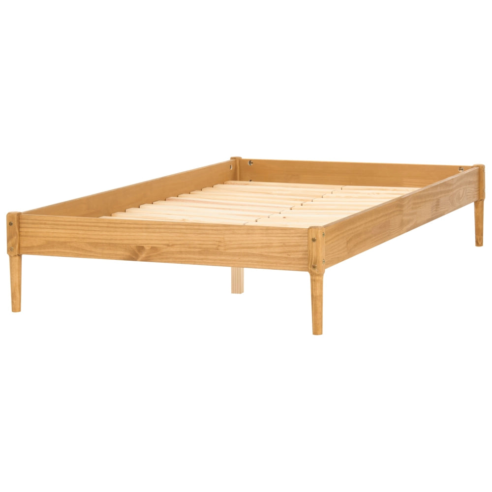 Letto matrimoniale in legno con rete a doghe in pino, senza testiera 120 x 200 cm marrone chiaro stile scandinavo naturale