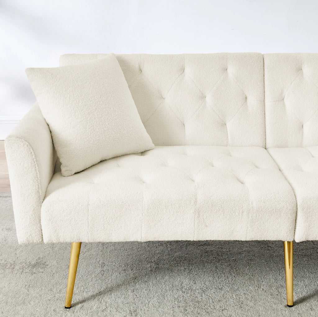 Divano a 2 posti in Teddy-Fleece con schienale reclinabile a 3 posizioni; beige