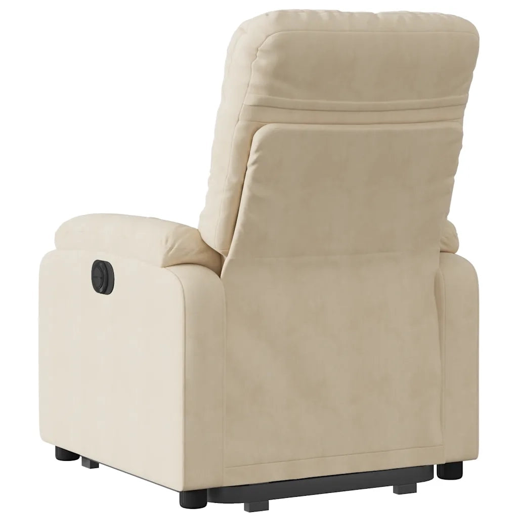 Poltrona | Sedia Relax Alzapersona Reclinabile Crema in Tessuto Microfibra
