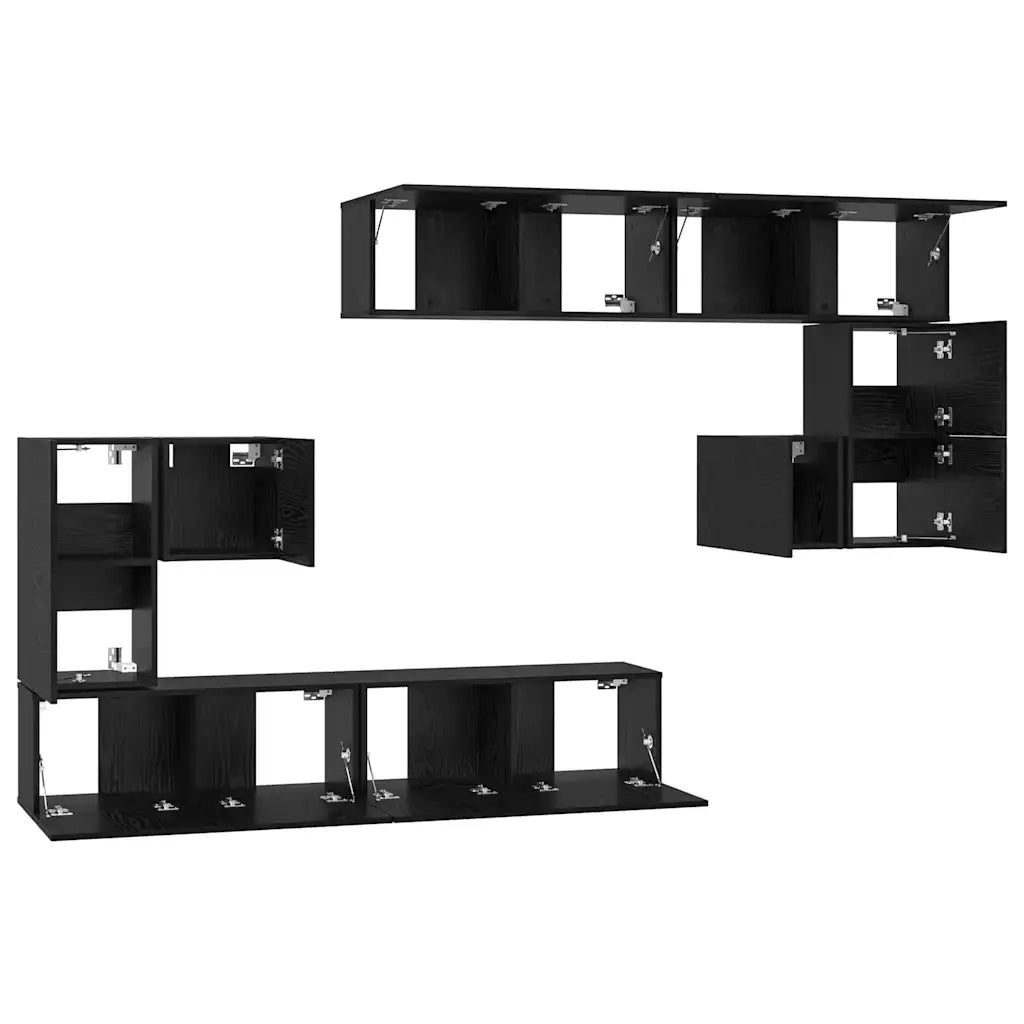 Unità TV Montaggio a parete 4 pcs Rovere Nero Legno multistrato 3393493
