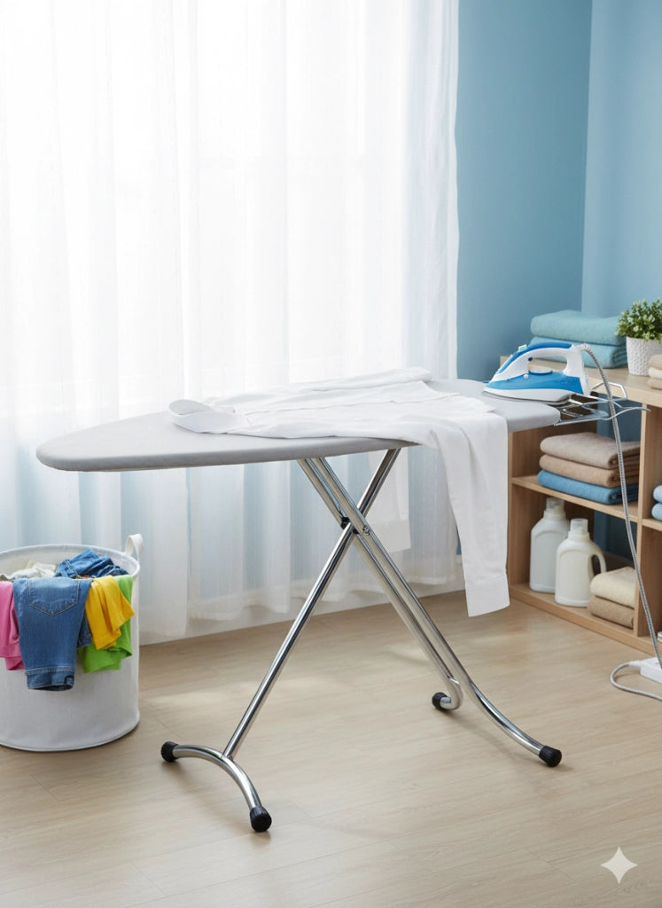 Asse da Stiro Completo Festival Plus 125x48 cm con Piano Stiramaniche Gambe Triple Regolabile in Altezza