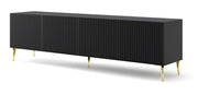 MOBILE RAVENNA B PORTA TV IN MDF RIVESTITO IN FOGLIO 4D 200 NERO OPACO GAMBE ORO