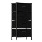 Cassettiera in tessuto a 4 cassetti 45 x 30 x 95 cm con piano in legno dal fascino rustico e serrature di sicurezza in metallo nero rinforzato 20_0019014
