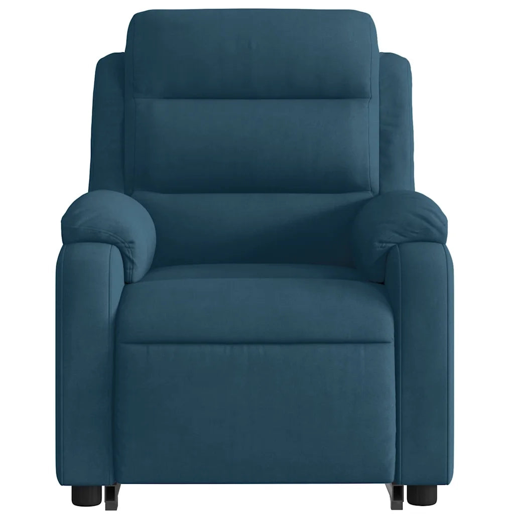 Poltrona Alzapersona Massaggi Elettrica Reclinabile Blu Velluto 3205135