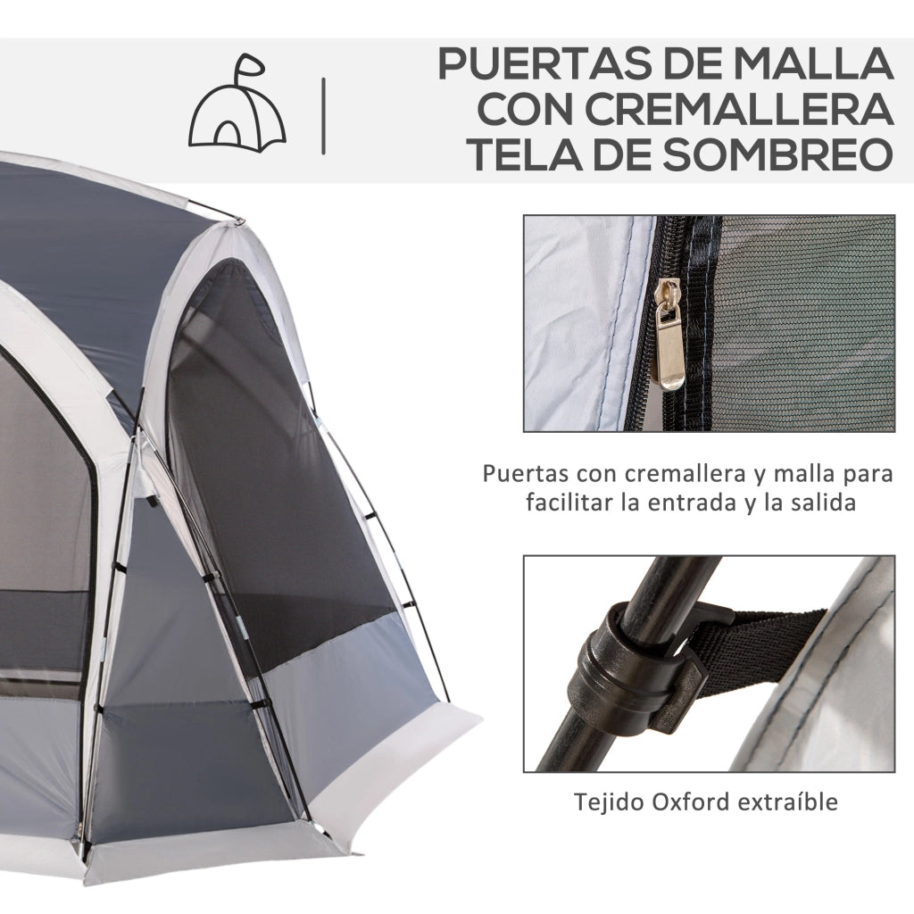 Tenda da campeggio per 6-8 persone ¨C zephmum ¨C 350x350x230 cm grigio e bianco