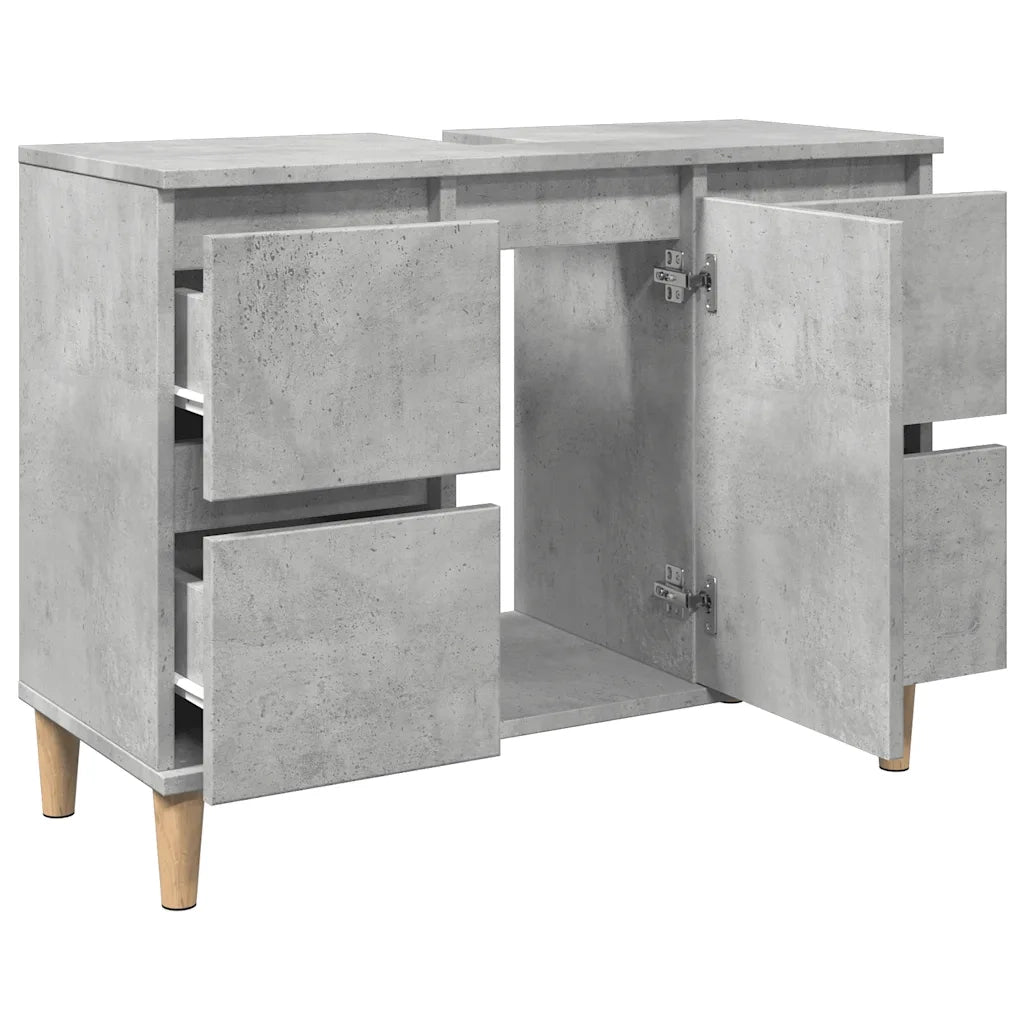 Mobile Lavabo Grigio Cemento 80x33x60 cm in Legno Multistrato