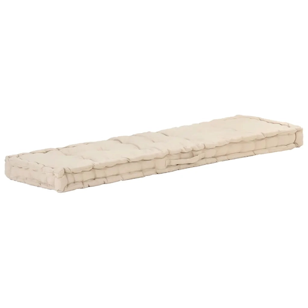Cuscino per Pallet e Pavimento in Cotone 120x40x7 cm Beige 48679