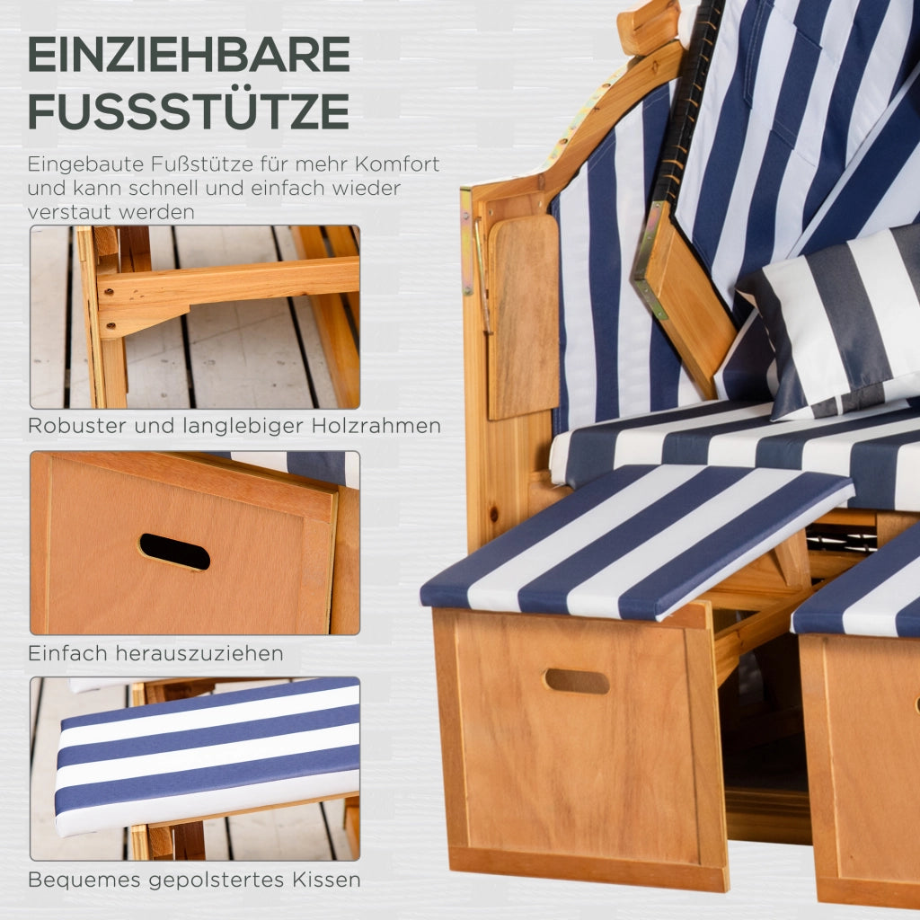 Strandkorb doppia con tetto e tavolino ¨C zephmum ¨C Blu