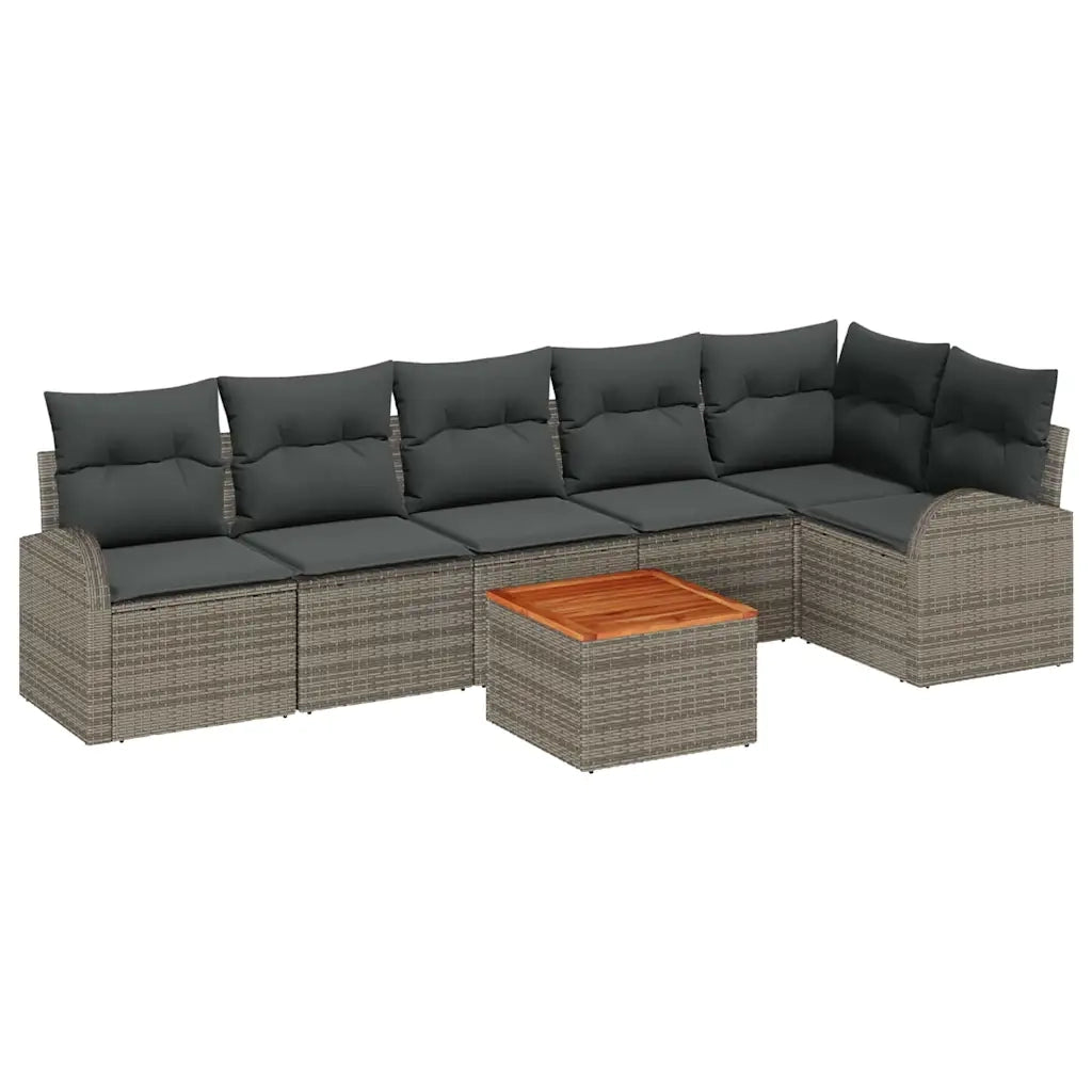 Set Divano da Giardino con cuscino 7 pcs Grigio polyrattan