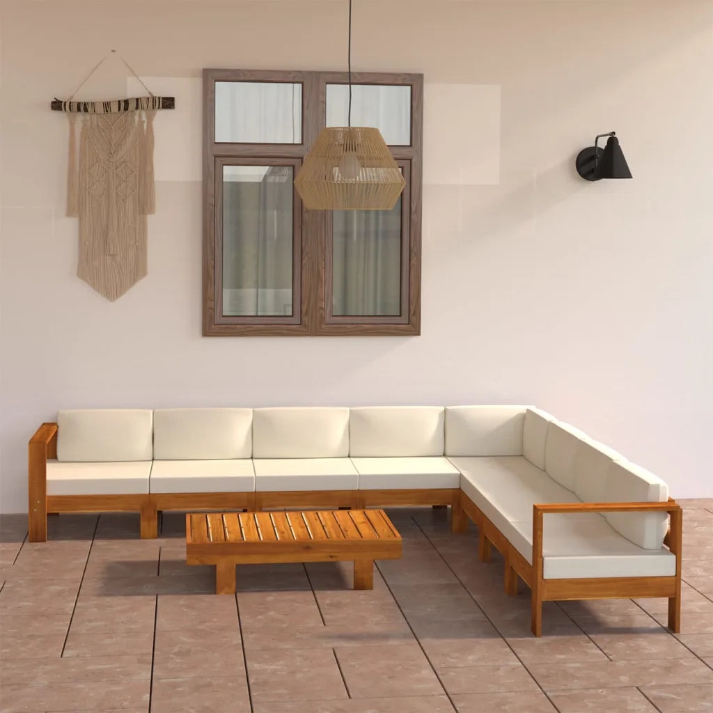 Set da giardino 9 pezzi con cuscini 100x60 cm in legno di acacia 3057943