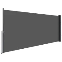 Paravento Laterale Doppio Retrattile 3 x 1.4 m, in Alluminio e Poliestere Anti-UV ad Alta Densità 180 g/m², Grigio Scuro