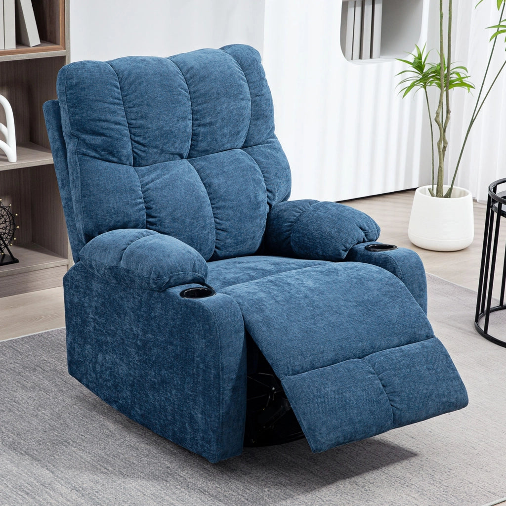 Poltrona relax girevole con poggiapiedi ¨C zephmum ¨C blu scuro 88x96x108
