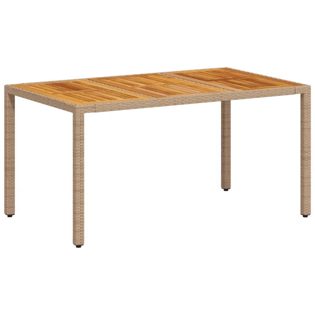 Tavolo da Giardino Beige 150x90x75 cm in Polyrattan e Acacia 368127