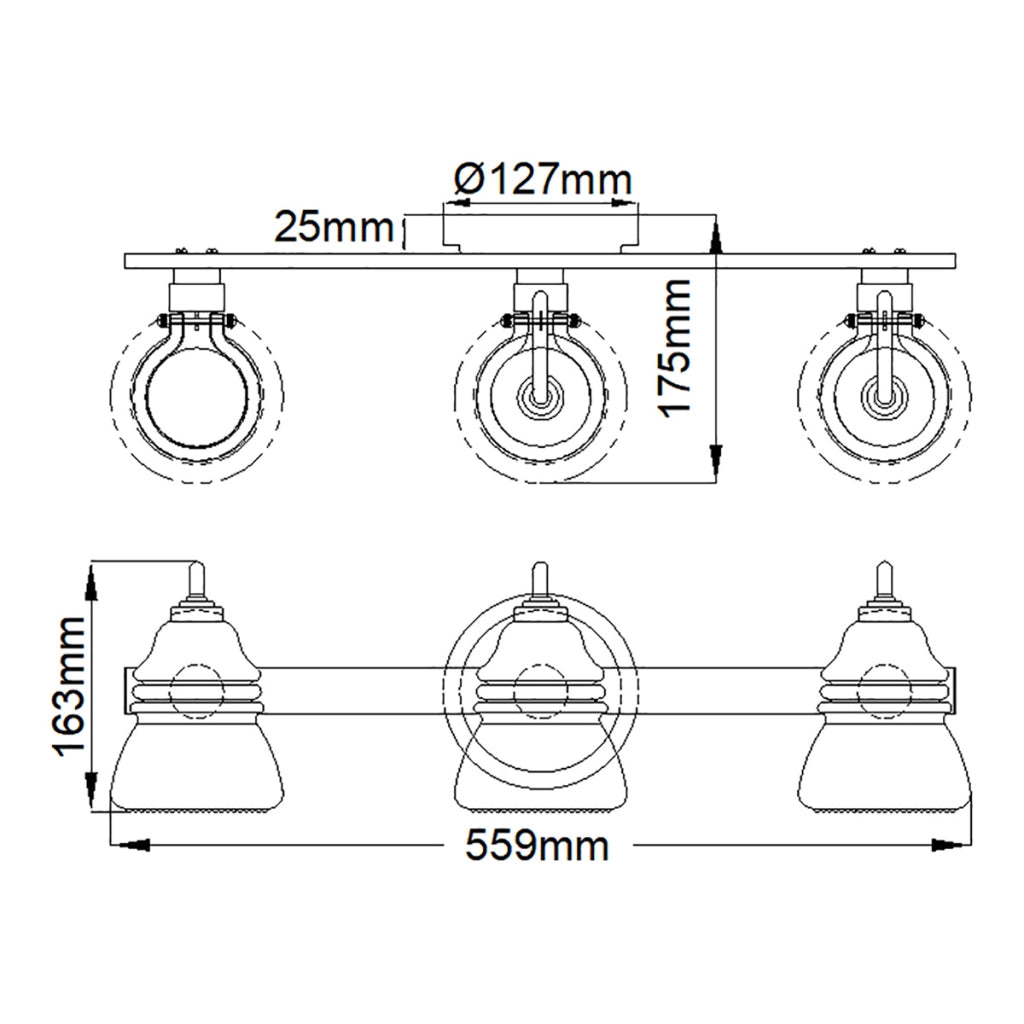 Applique bagno cromata Talland 3 luci G9 in vetro Kichler