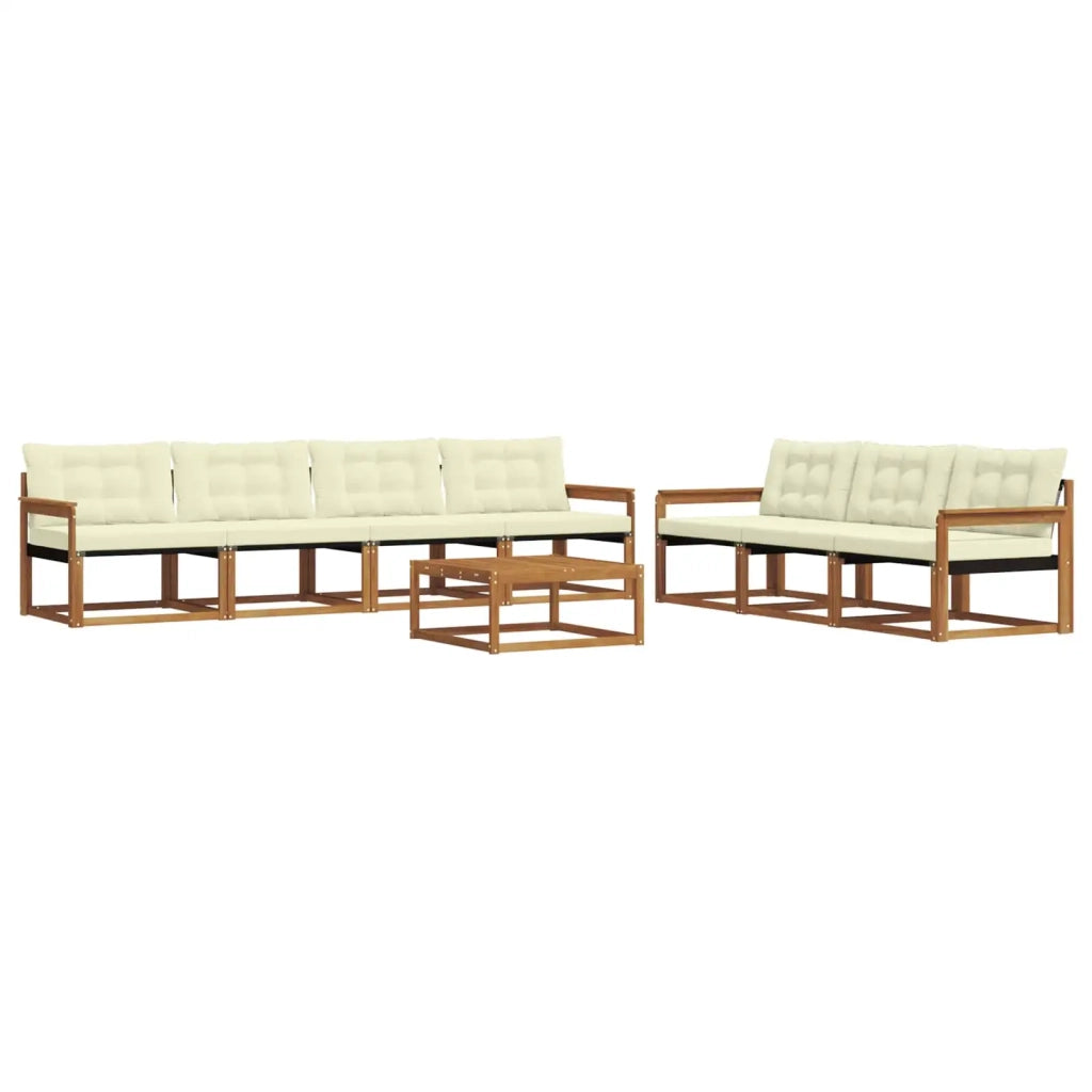 Set di divani da esterno con cuscino 8 pcs Naturale e Crema 3369257