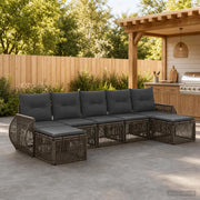 Set Divano da Giardino 7 pz Grigio e Grigio Scuro polyrattan 3435503