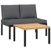 Set Divani da Giardino 2 pz | Set Salotto da Giardino con Cuscini in Alluminio Nero