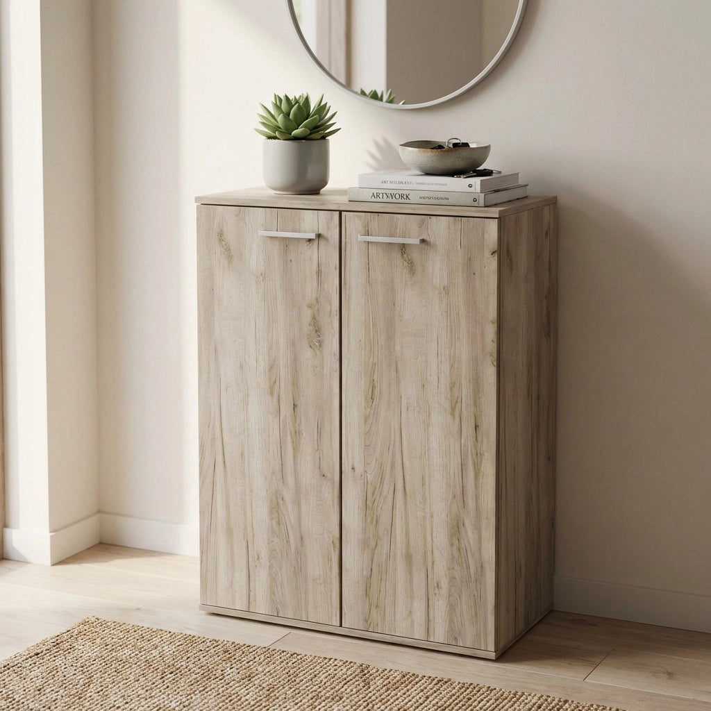 Armadietto da Bagno con 2 ante in Legno Composito cm 68x34x95 - COLBY