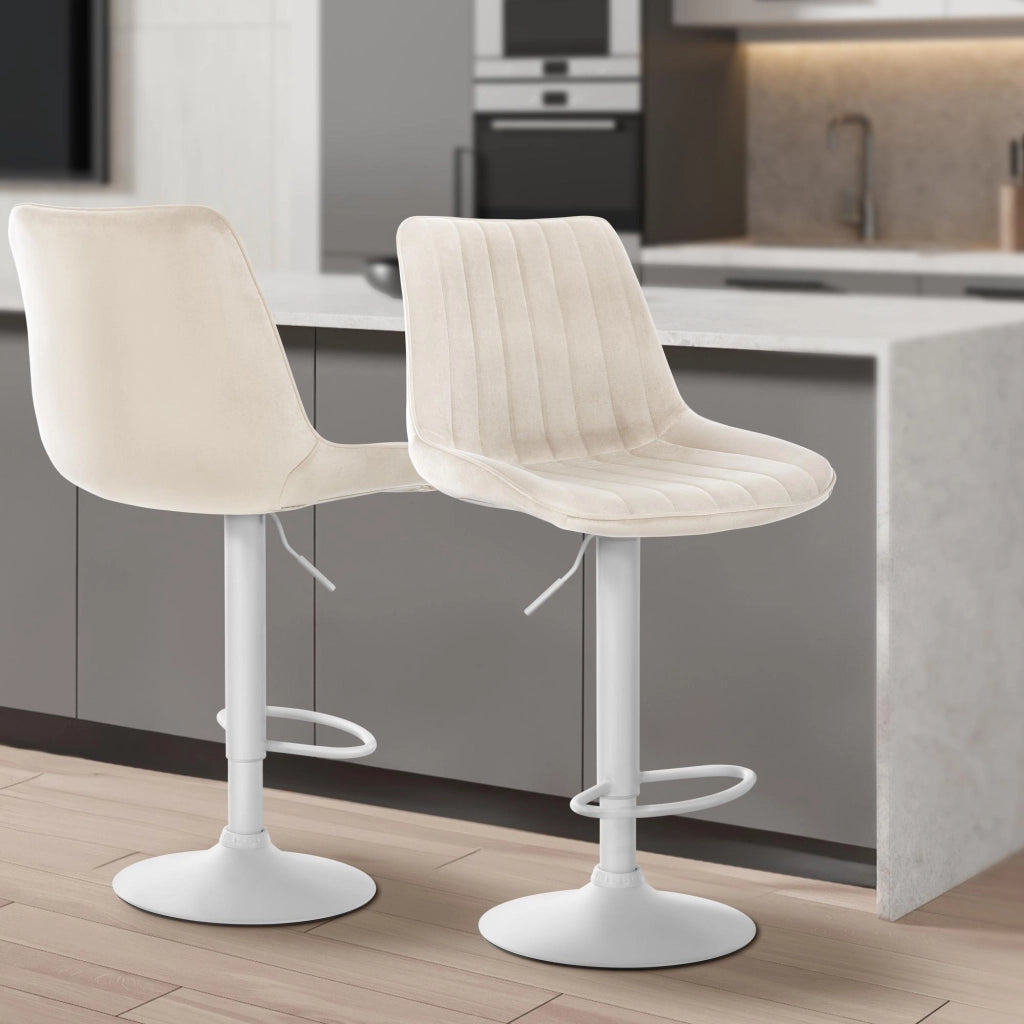 Sgabello Toni Velvet crema,bianco