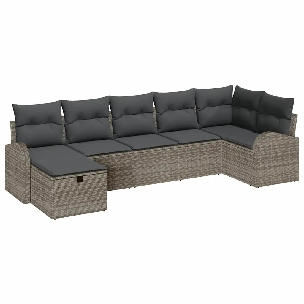 Set Divano da Giardino con cuscino 7 pcs Grigio polyrattan